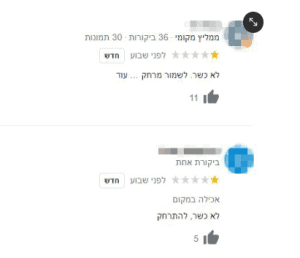 (צילום מסך עמוד העסק בגוגל)