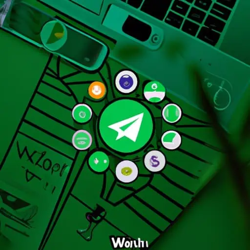 לוגו WhatsApp מוקף באייקונים שונים הקשורים לעסקים