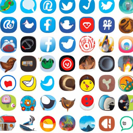 איור של אייקונים שונים של מדיה חברתית, המדגיש את הלוגו של טוויטר