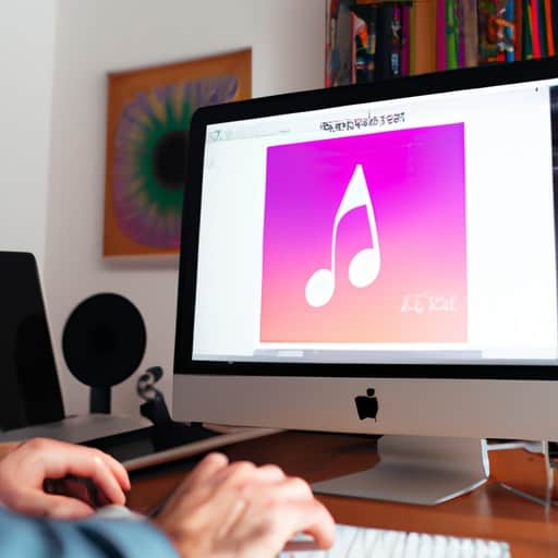 אדם היוצר חשבון Apple Music במחשב שלו