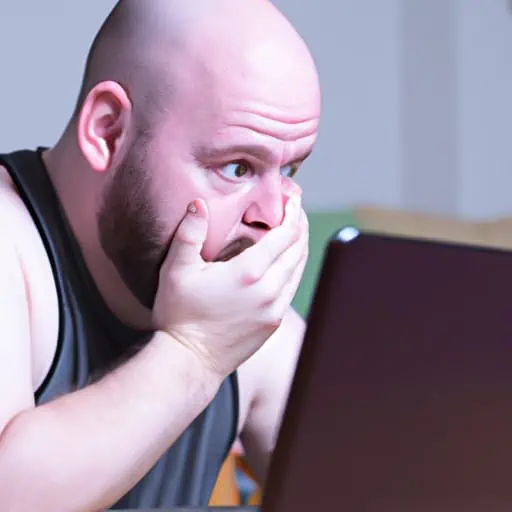 אדם שנראה מודאג בזמן דפדוף בכתבות שליליות במחשב נייד
