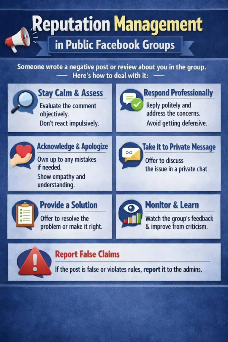 ניהול מוניטין בקבוצות פייסבוק ציבורית - כתבו עליי פוסט או ביקורת שלילית בקבוצה איך להתמודד ומה לעשות?