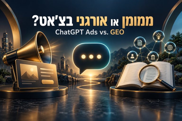 קידום ממומן בצ׳אט ג׳י פי טי לעומת קידום אורגני GEO — השוואה לעסקים